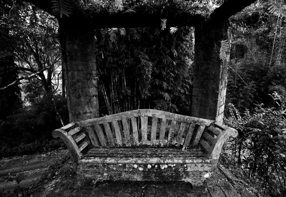 08_PrincePradyotDebBurmanroyalhouse.hellomagazine.blackandwhite.bench.garden.jpg